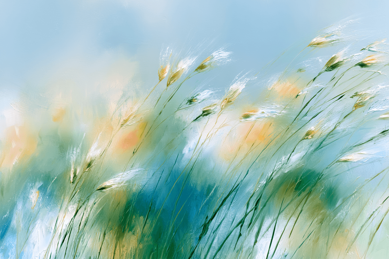 Abstract painting of meadow grass in soft tones