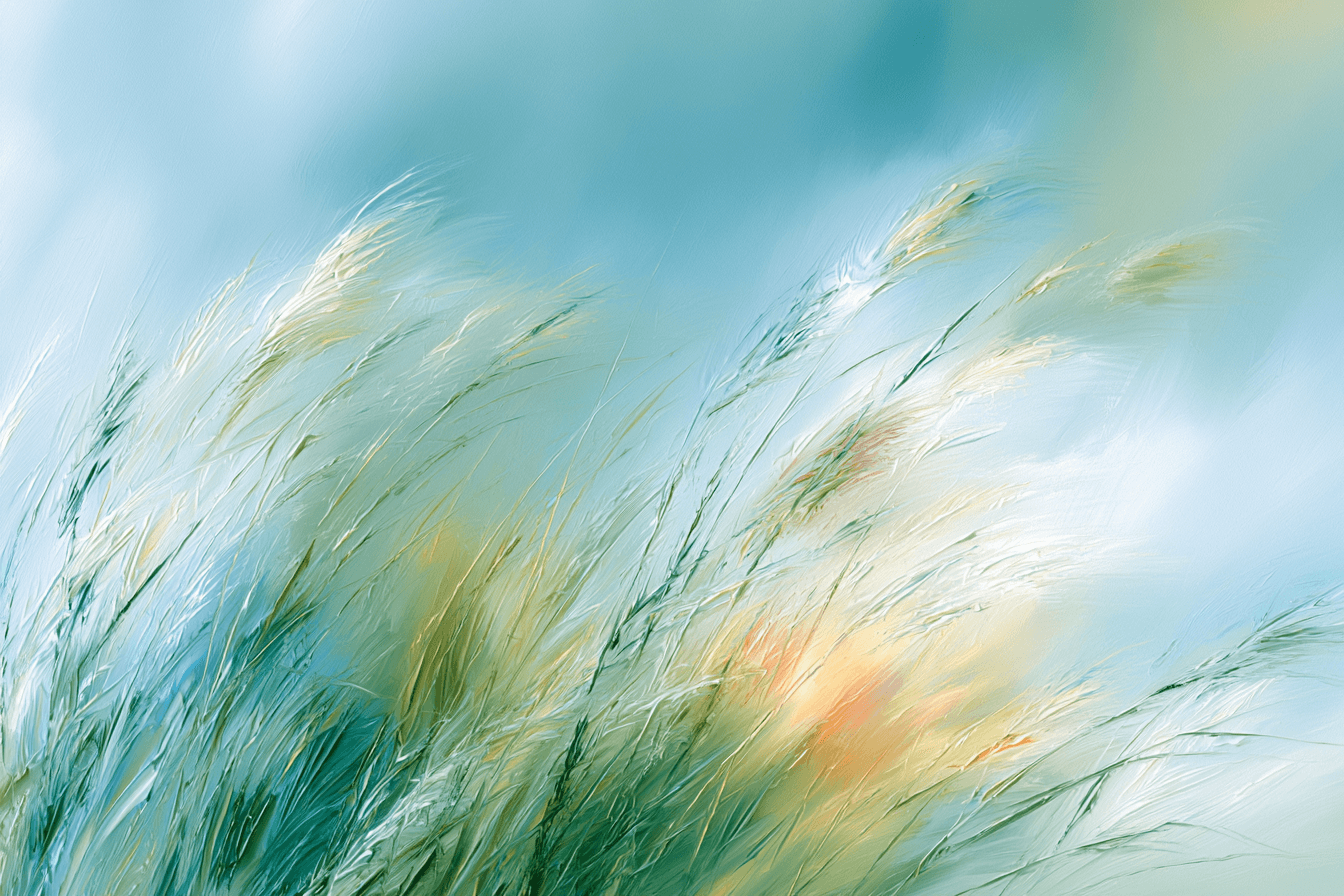 Abstract oil painting of meadow grass in soft tones